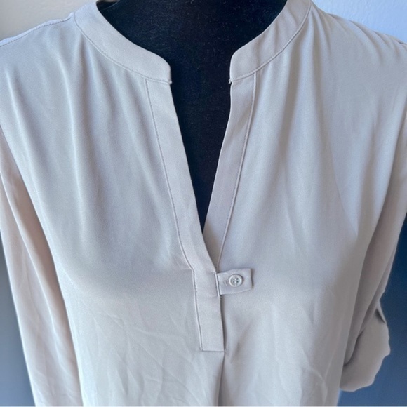 Pleione tan long sleeve flowy tunic blouse size small - Picture 2 of 8